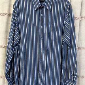 Tommy Bahama Indigo Palms Men's Long Sleeve Button-Up Shirt Blue Striped-SIZE L